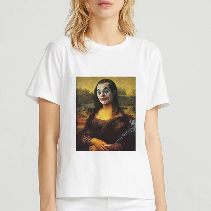 Vogue Mona Lisa Joker Graphic Aesthetic Harajuku летняя футболка размера плюс женская модная одежда
