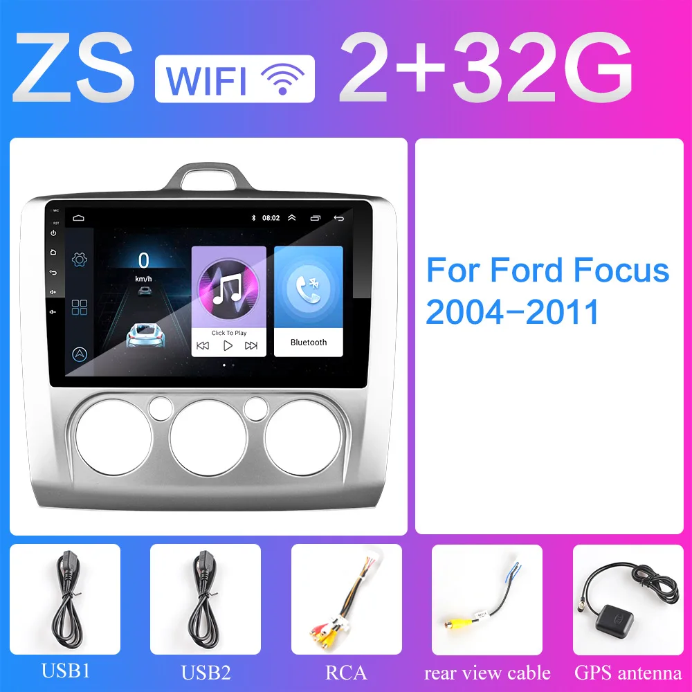 4G Android 8,1 автомобиль радио мультимедиа плеер для Ford Focus EXI MT 2 3 Mk2 2004 2005 2006 2007 2008 2009 2010 2011 gps навигации - Цвет: ZS 2G 32G rom