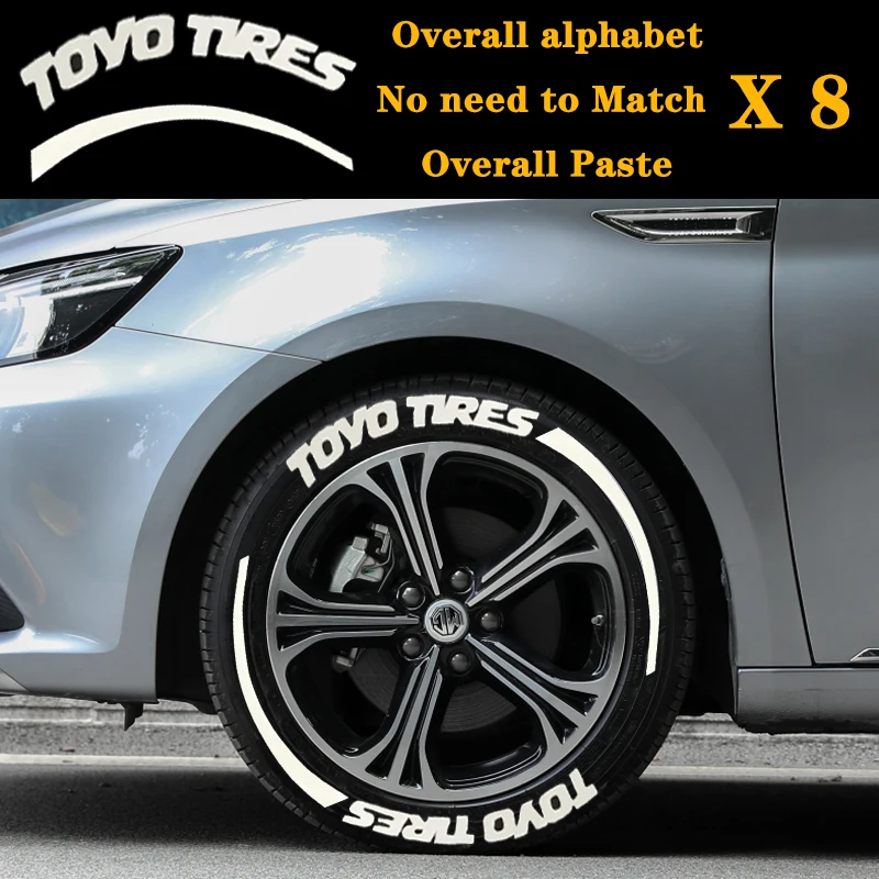 Комплект для перманентной маркировки шин с наклейкой на шину DIY Наклейки для шин Клейкие перчатки наждачная бумага - Название цвета: TOYO TIRES X8