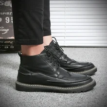 Зимние теплые ботинки Мужские модельные ботинки из натуральной кожи высокого качества рабочие ботинки Повседневные Удобные ботинки на шнуровке