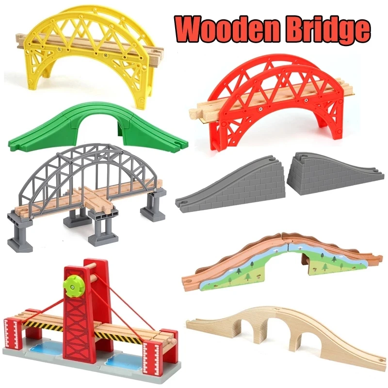 Wooden Train Track Bridge Accessories Railway/Tracks Fit For All Brands/Thoms Wooden Tracks Educational Toys For Children Gifts