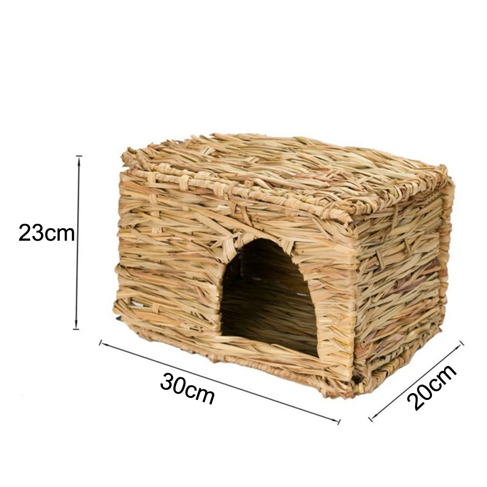 Из тканой травы соломы маленький питомец Кролик Хомяк Клетка-Гнездо Дом жевательная игрушка складная кровать