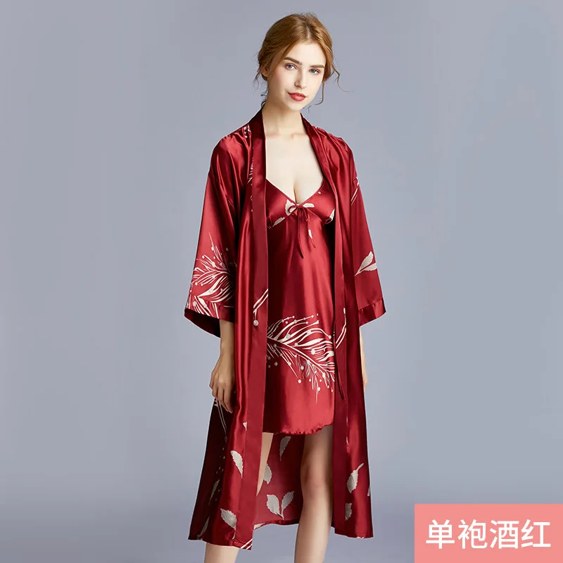 MS new Women's summer kimono robe ladies silk wedding pajamas bathrobe satin pajamas bathrobe pajamas gowns home service M-XXL