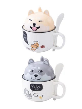 

Super cute super cute girl large capacity Coffee Mug personality creative trend couple ceramic cup with lid spoon