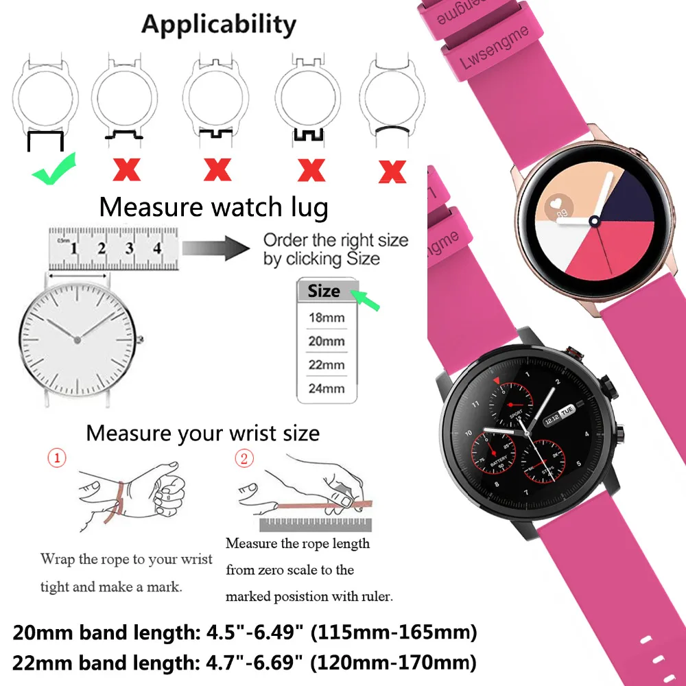 Спортивные ремешки для huawei Watch GT и GT 2 46 мм, huawei Watch 2 Pro, Honor Magic Watch band для huawei WATCH 2 Classic