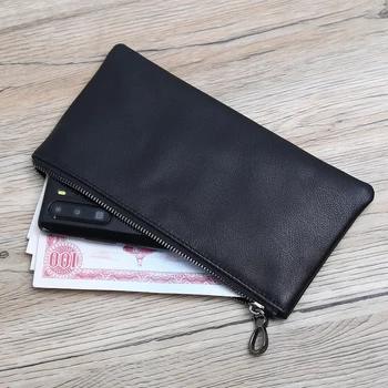

Genuine Leather Men Wallet Long Section Casual Small Bag For Man Black Organizer Phone Purse Money Clip Card Coins Bag NUPUGOO