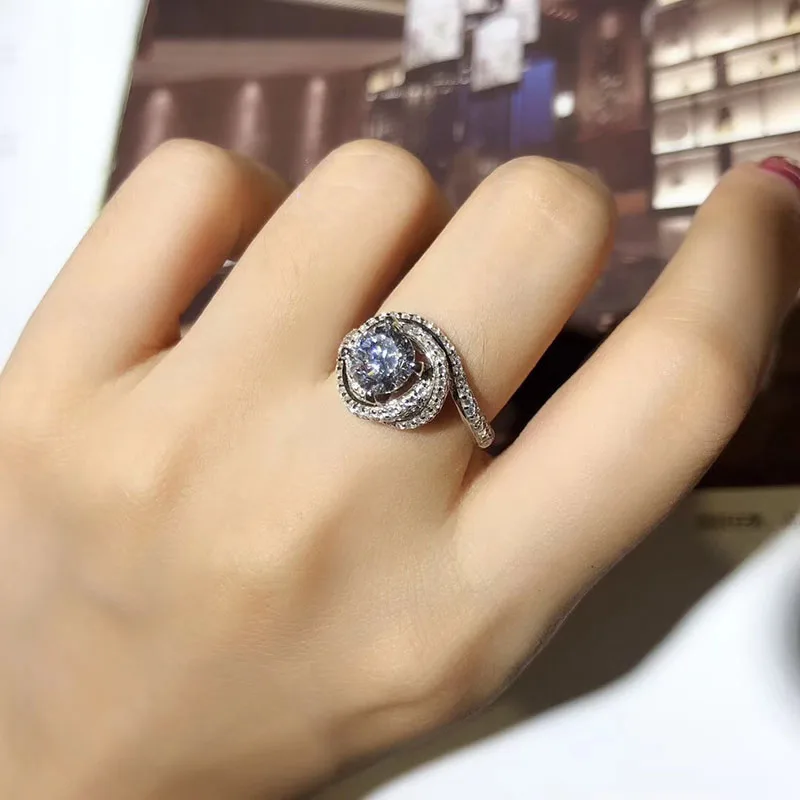 

Кольцо из 18-каратного золота 100% пробы, с муассанитом и бриллиантом 1 карат D, обручальное кольцо с национальным сертификатом 001