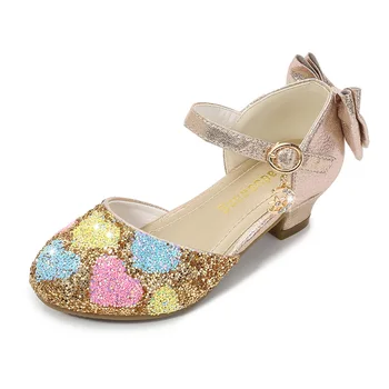 

2020 Children Girls High heel Shoes For Kids Princess Sandals Fashion Butterfly knot Female Children High heels For Party Weddin