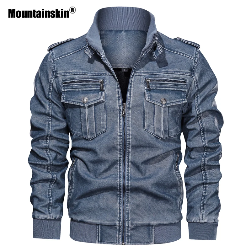 Mountainskin, новинка, кожаная мужская куртка, зима-осень, Мужская мотоциклетная куртка, ветрозащитная верхняя одежда, мужская брендовая одежда, L~ 6XL, SA789