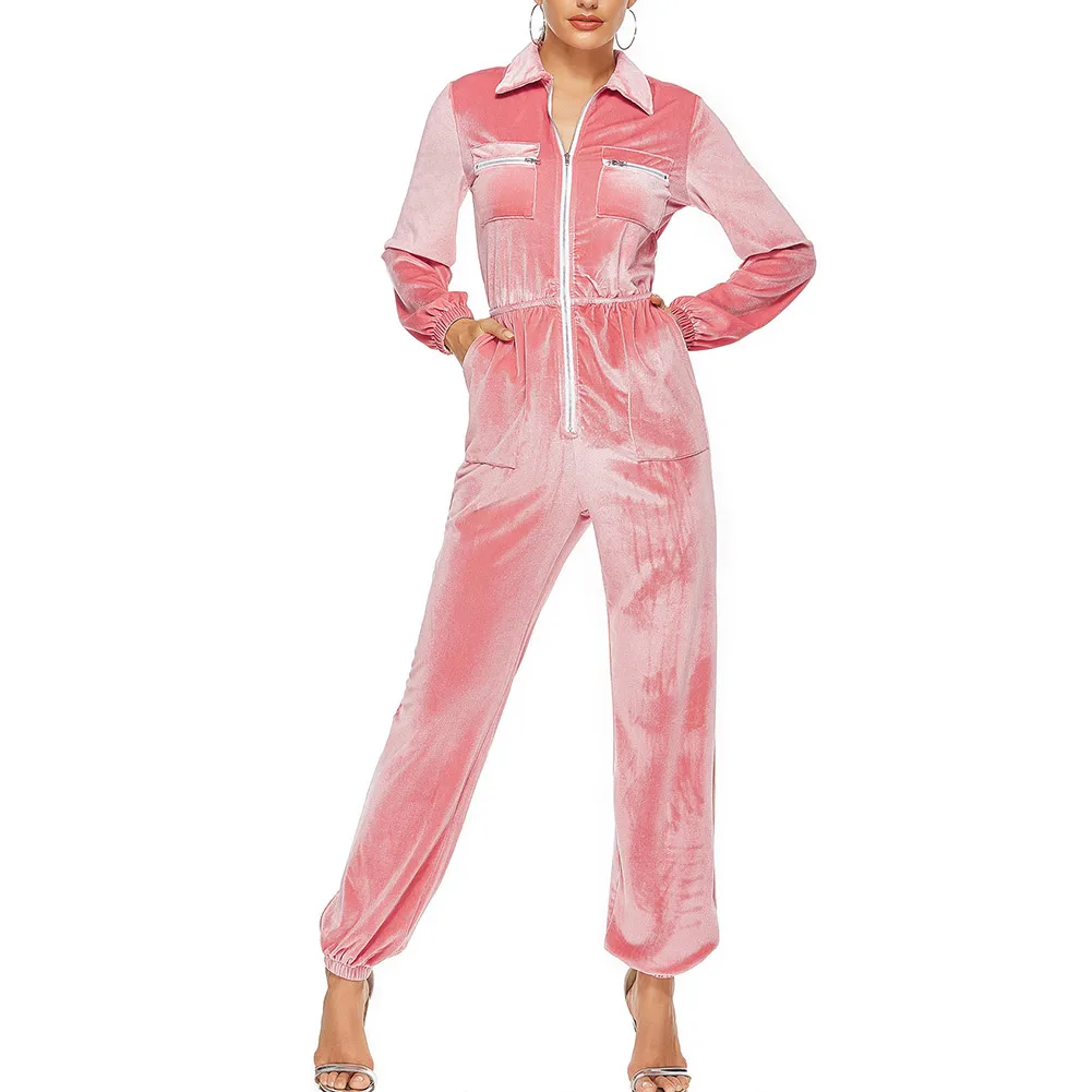 Женский комбинезон с длинными рукавами на молнии спереди, повседневный осенний спортивный костюм, верхняя одежда GDD99 - Цвет: B