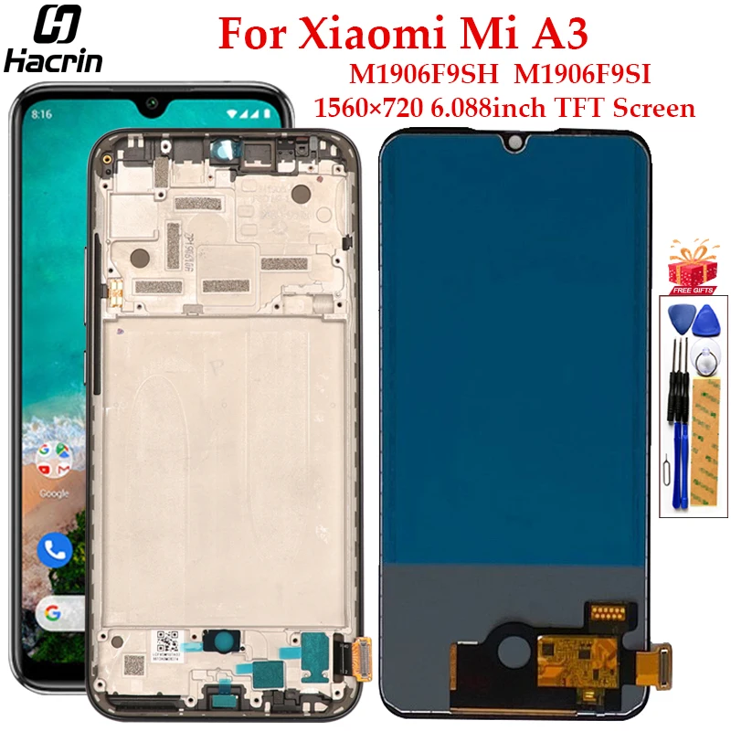 TFT Display For Xiaomi Mi A3 LCD Display With Frame Touch Screen Replacement Digitizer Assembly For Xiaomi Mi A3 A 3 LCD Display