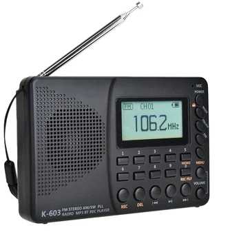 

JINSERTA New FM/AM/SW Radio Multiband Portable Radio Receiver REC Recorder Bass Sound MP3 Player Speakers with Sleep Timer