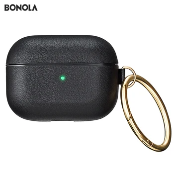 

Bonola Tailored Leather Case for Airpods Pro Shockproof Protection Cases for Airpods 3 with Keychain Cover for Apple Earphones