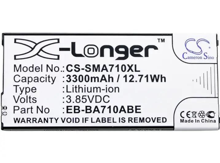 Batteria Cameron Sino 3300Mah Per Samsung Galaxy A7 2016 Duos A7 2016 Duos Td-Lte Sm-A710 A7100 A7108 A710F/Ds A710K A710L A710S