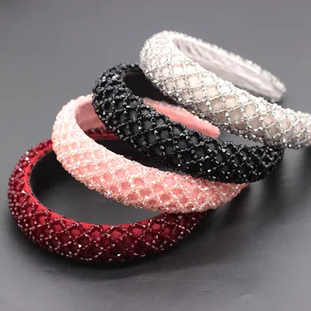 

Mesh crystal geometric headband ZA with the same paragraph luxury crystal beads hand-stitched foreign gas 4 color headband 698
