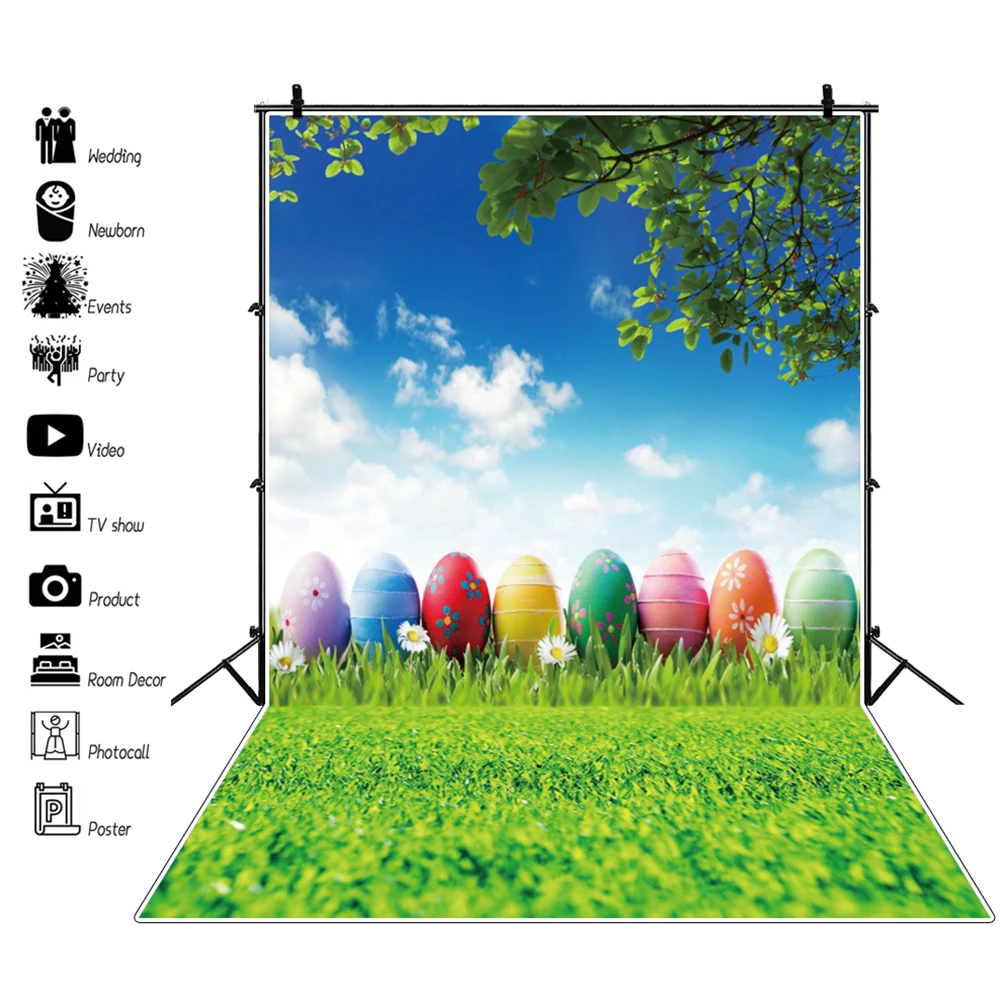 Yeele Green Grass Blue Sky Spring Uova Di Pasqua Baby Photography Sfondo Sfondi Per Decorazioni Fotografiche Per Studio Fotografico