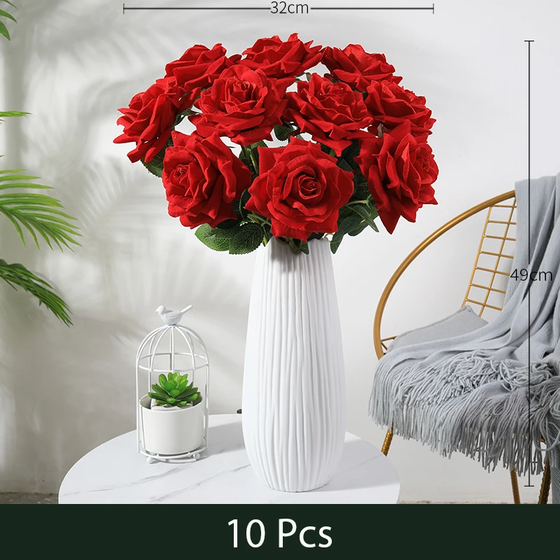 10 шт., розы, искусственные цветы, шелковые розы, высота 50 см, свадебные цветы, украшение, Роскошный домашний декор, подарок на день Святого Валентина - Цвет: SMTMG007