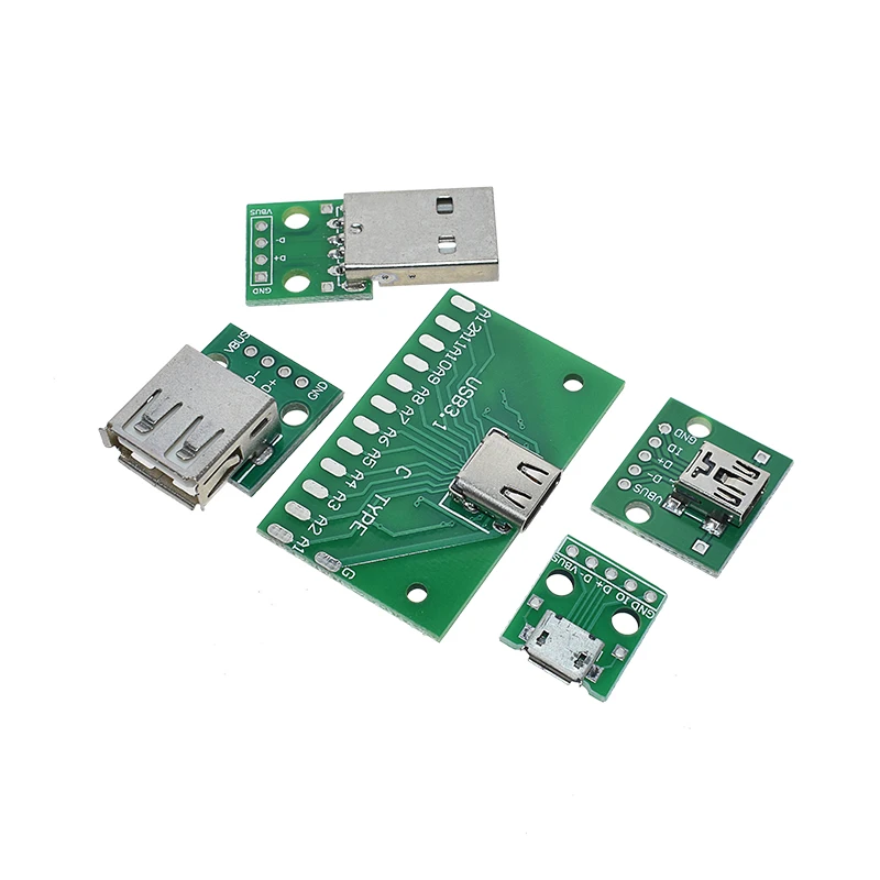5 шт. USB Мужской разъем/MINI MICRO USB для DIP адаптер Женский Разъем 2,54 Разъем b type-C USB2.0 3,0 женский PCB конвертер