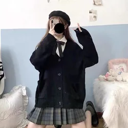 FAKUNTN Japanese Korean Fashion Sailor School Girl Uniform Cardigan Cosplay Suit Sweater Anime Student Costume College Youth