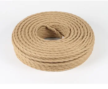 

Beige 5/10/20 Meters Vintage Electrical Wire Hemp Rope Woven Textile Wire Twisted Cable Braided Wire Retro Pendant Light Line