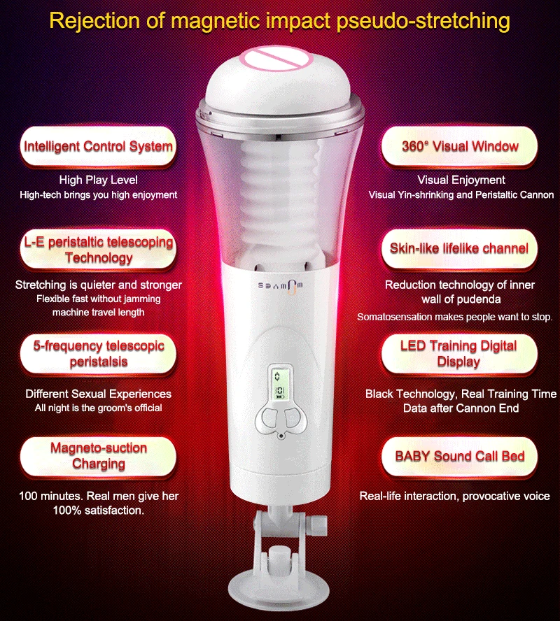  Intelligent LED Digital Display Male Masturbator Automatic Telescopic Sucking Voice Interaction Sex - 4000148221510