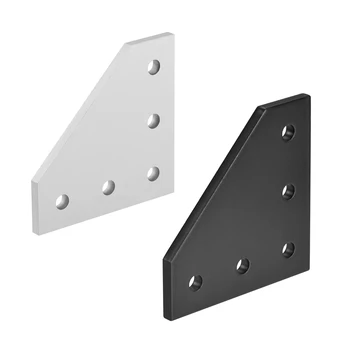 

uxcell 2Pcs or 4Pcs or 5Pcs Silver or Black 5-Hole Aluminum alloy L Shape Outside Joining Plate for 2020 Aluminum Profile