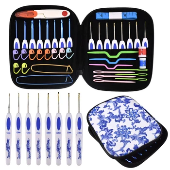 

Classical Style Crochet Hook Set 1.0-6.0mm Aluminum Knitting Needles For Knitting DIY Weave Tools Sewing Accessories With Case