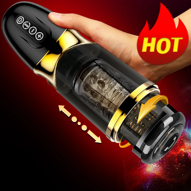 Precio bajo Copa de masturbación para hombre, rotación telescópica automática, 10x10 modos, vagina de silicona, coño real, masturbador de adulto, Juguetes sexuales para hombres w5KnjZaVJ