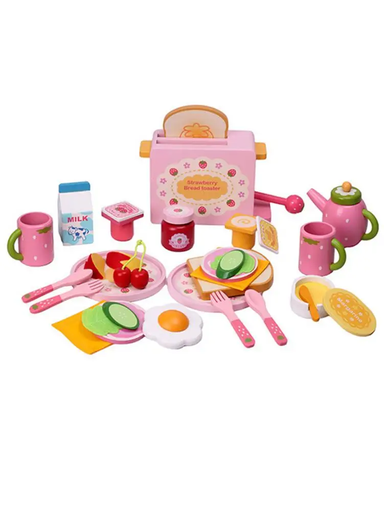 32 шт. кухонный игровой домик, набор игрушек, имитация деревянных продуктов, тостер, молочные столовые приборы, ролевые формы, игра для девочек, детей