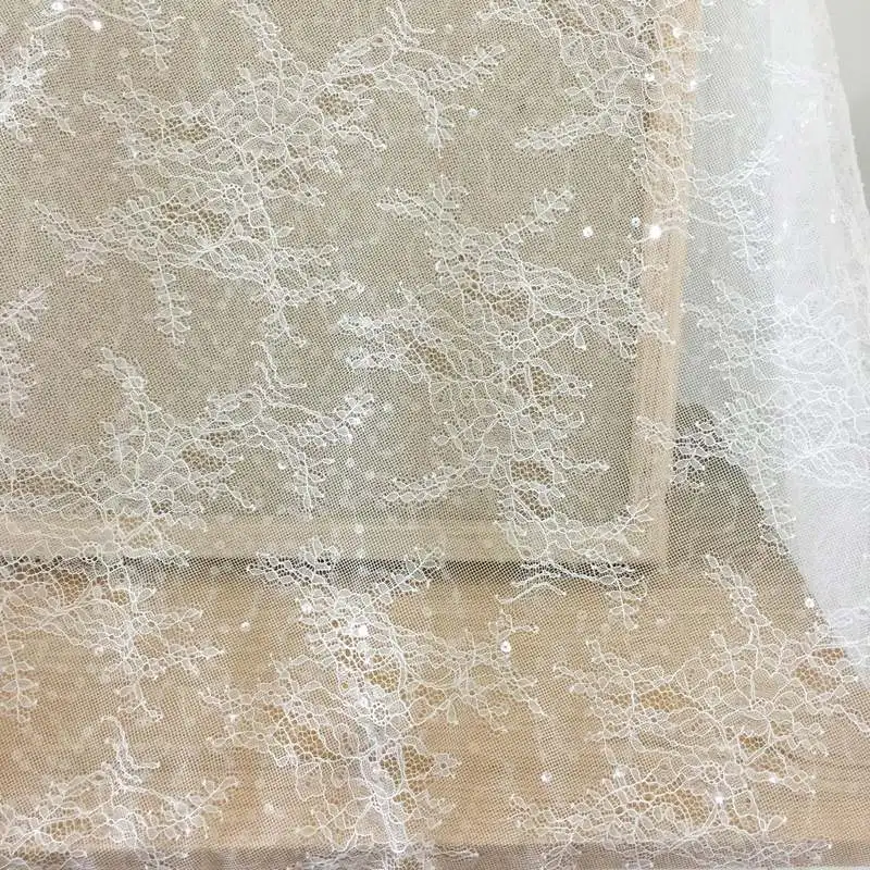 

Высококачественный прозрачный с блестками кружевной ткани вуаль DIY кружева "сделай сам" Жанна д 'Арк» французское кружево свадебное украшение из ткани
