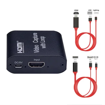 

Video Capture Card with Loop out USB Grabber Portable HDMI Household Computer Safety Parts for Live Streaming Broadcast