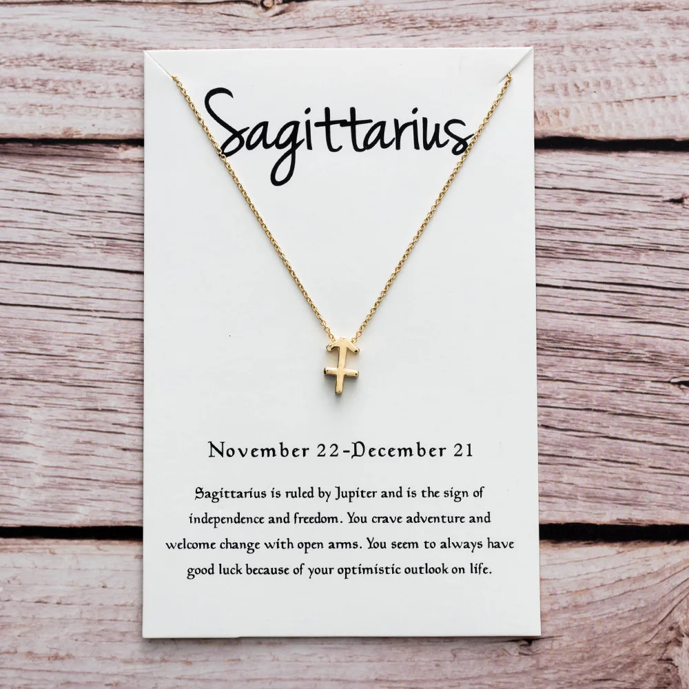Sagittarius Gold Модная Звезда Знак зодиака 12 Созвездие Ожерелье s& ожерелье с подвесками для женщин длинное цепное ожерелье Бижу femme - Окраска металла: Sagittarius Gold