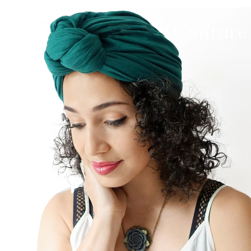 2021 Women Turban bonnet soild color cotton top knot turban caps african twist headwrap Ladies head wraps India Hat Chemo Cap |