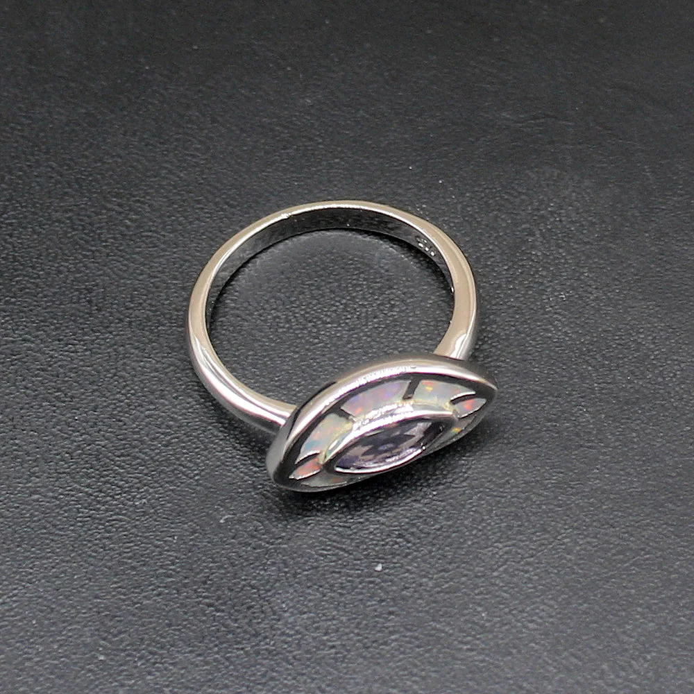 Gemstonefactory Jewelry Big Promotion Single Unique 925 Silver White Opal Amethyst Fancy Women Gifts Band Rings 7# 20214444