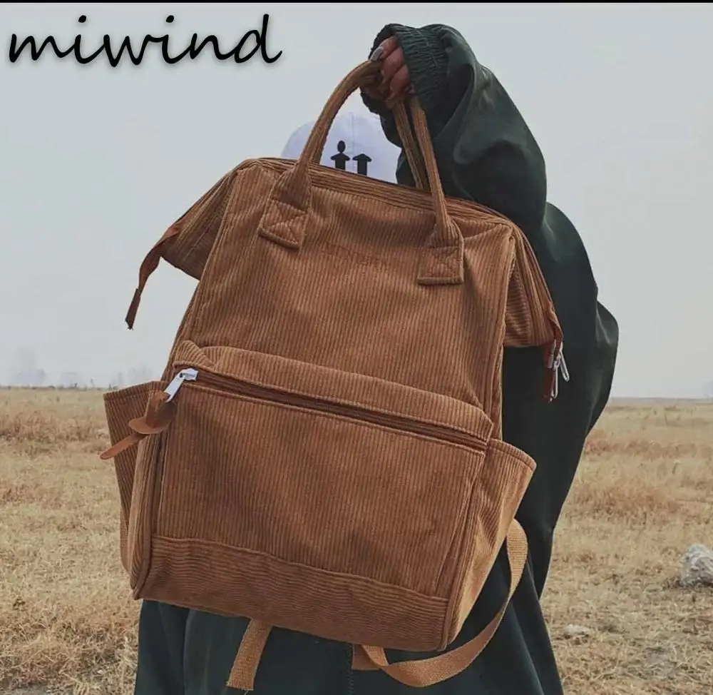 

Corduroy Backpacks For Women 2019 Fashion Winter Casual Style Ladies Solid Color Back Pack Female Teens Girls School Backpack
