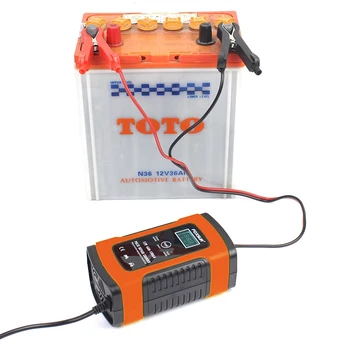 

Foxsur 12V Universal Battery Charger Repair Type 12Ah 36Ah 45Ah 60Ah 100Ah Pulse Repair Battery Charger Lcd Display——Us Plug