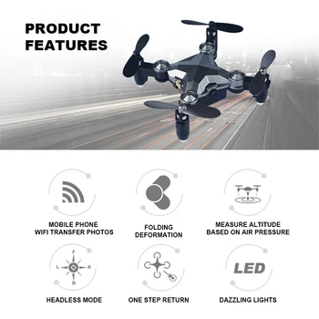 

Mini Folding Camera Drone Aerial Vehicle Gravity Induction Aircraft Toys Led Photography Remote Control Image Wifi Transmission