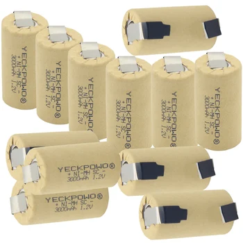 

yeckpowo SUB C battery rechargeable for power tools batteries SC 3000mah real capacity 1.2V nimh flat top for sodering tabs