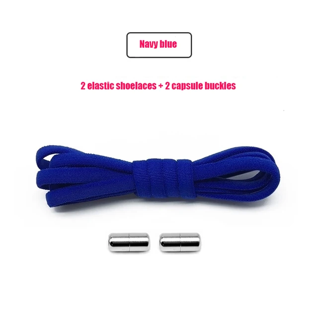 Elastic No Tie Shoelaces Semicircle Shoe Laces For Kids and Adult Sneakers Shoelace Quick Lazy Metal Lock Strings Rope Round 17DARKBLUE