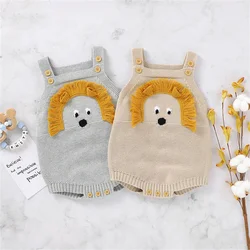Barboteuse sans manches pour nouveau né, body uni imprimé de Lion de dessin animé, combinaisons mignonnes et décontractées, vêtements chauds pour enfants, filles et garçons 