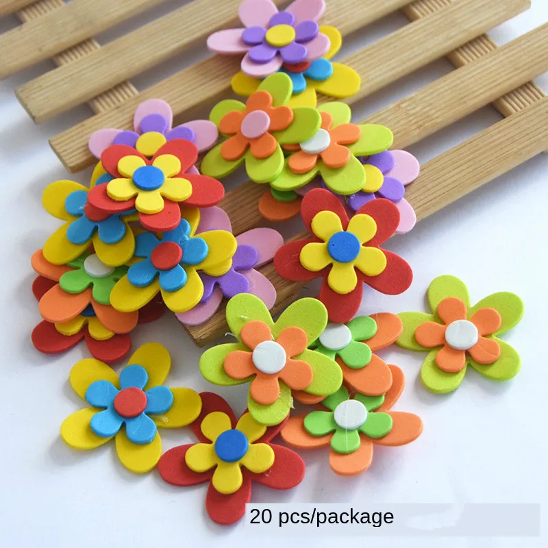 T-N Decorative EVA Foam Colorful Flowers Handmade Wall Stickers Toys Grass Room Children Learning Educational Party Decor DIY