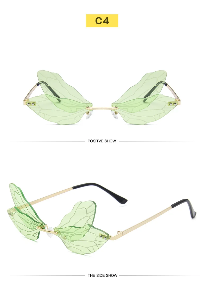 New Fashion Dragoy  Sunglasses Women Men Brand Design Rimless Wave Eyewear  Trending Narrow Sun glasses_voghion.com