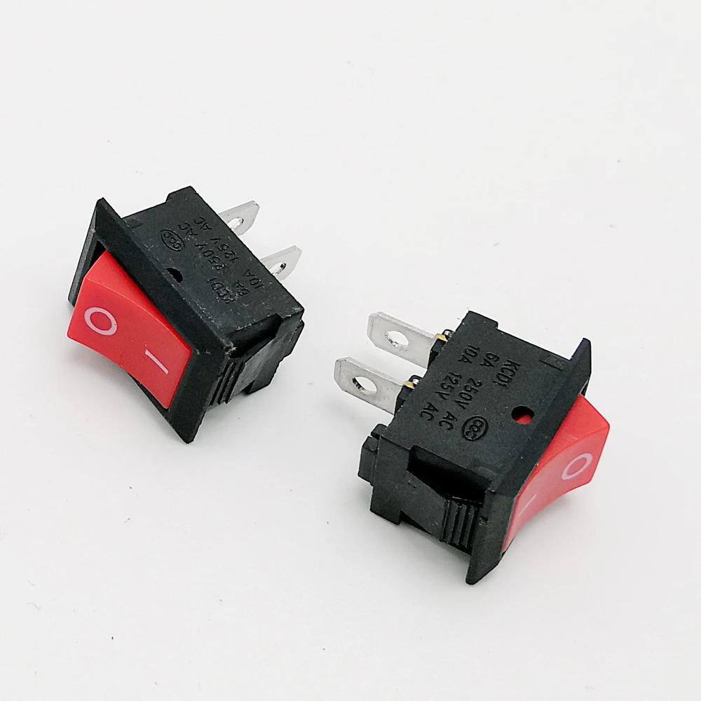 10Pcs 2 Pin KCD1-101 250V 6A Boatlike Switch Rocker Switch Red Ic New ix 