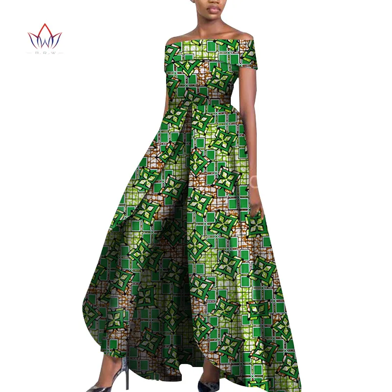 Африканский дизайн Базен с открытыми плечами элегантные женские комбинезоны комбинезон без рукавов комбинезон длинные брюки Дашики размера плюс wy6184