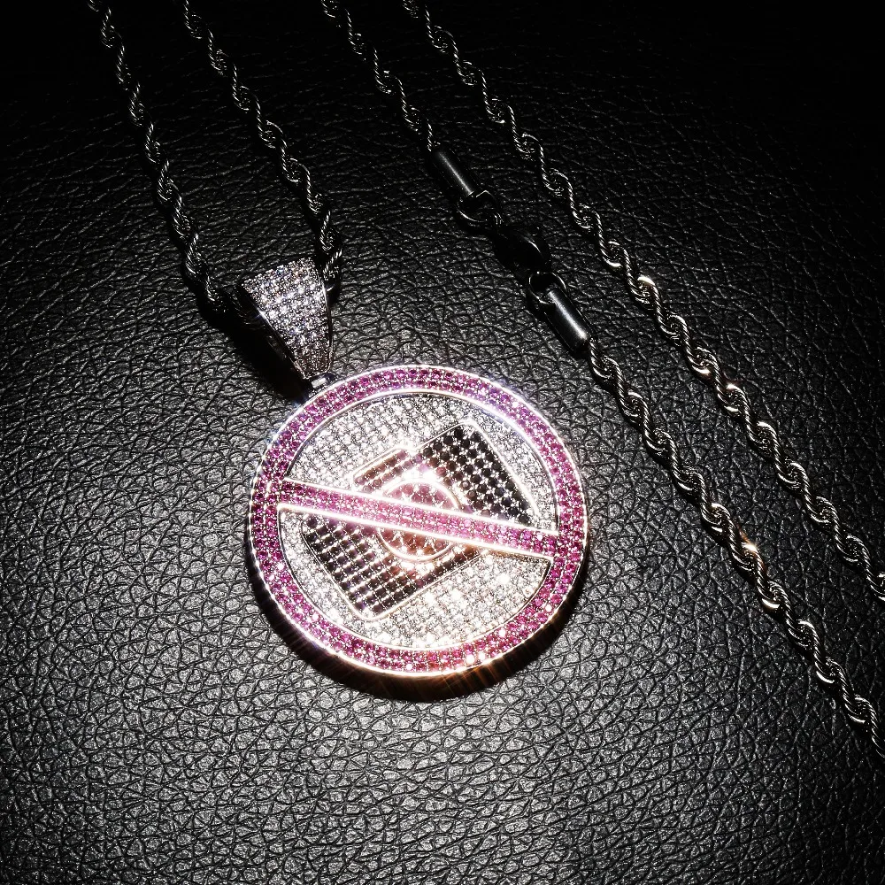 JINAO Fashion Camera ban Necklaces Cubic Zircon Hip Hop Gold and Silver Jewelry Chain Iced Out Chain Pendant for Men Women Gift