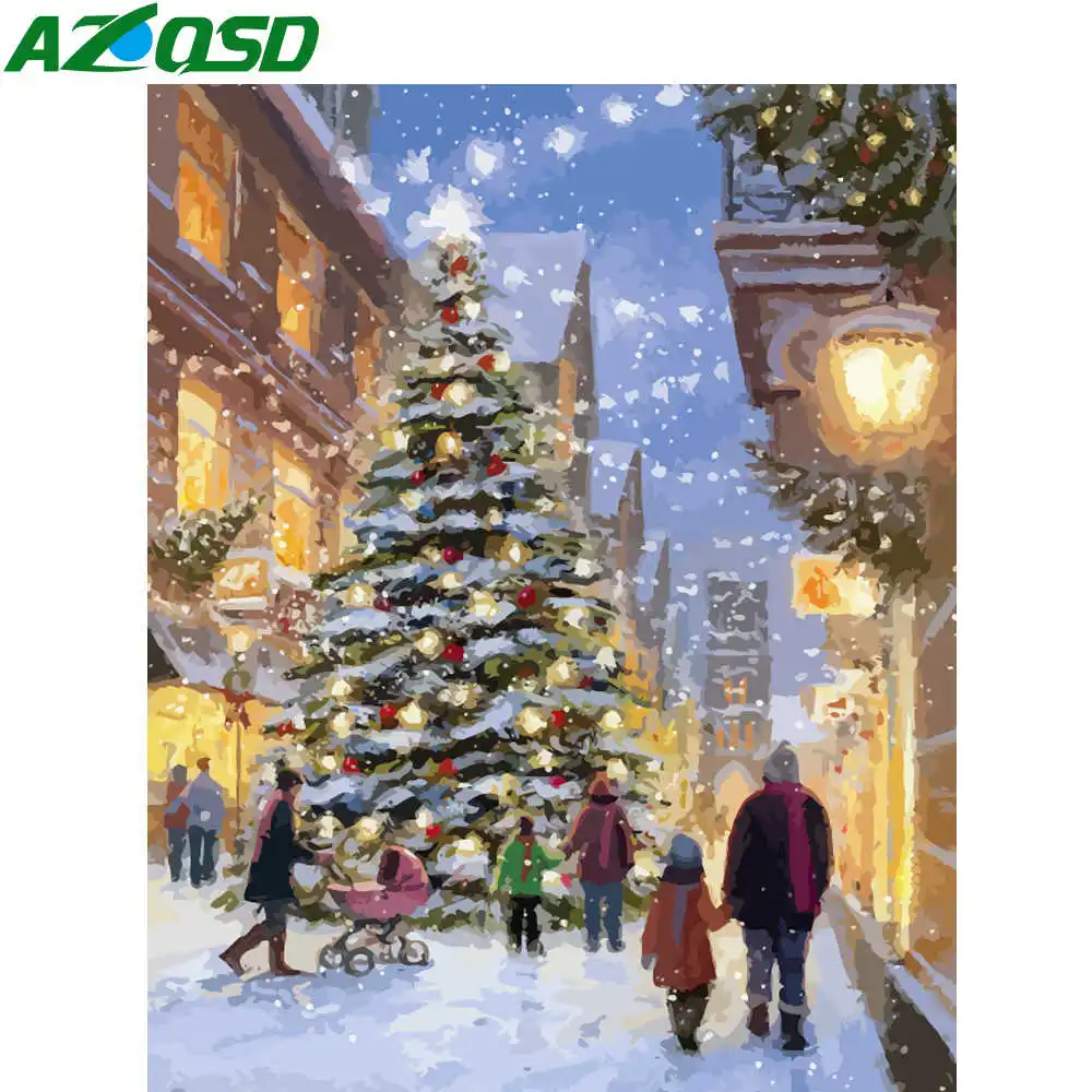 AZQSD Paint By Number Christmas Tree Canvas Painting Kits Pictures Oil