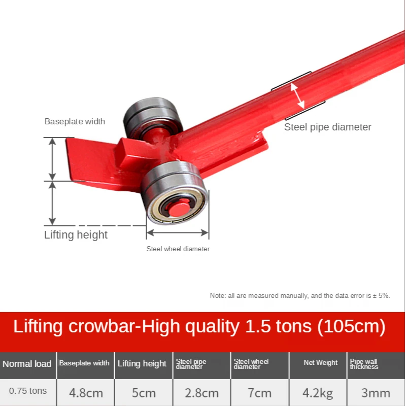 Lifting Wheels Bearing Crowbar Lifting Crowbar Heavy Handling 1.5 tons 3T