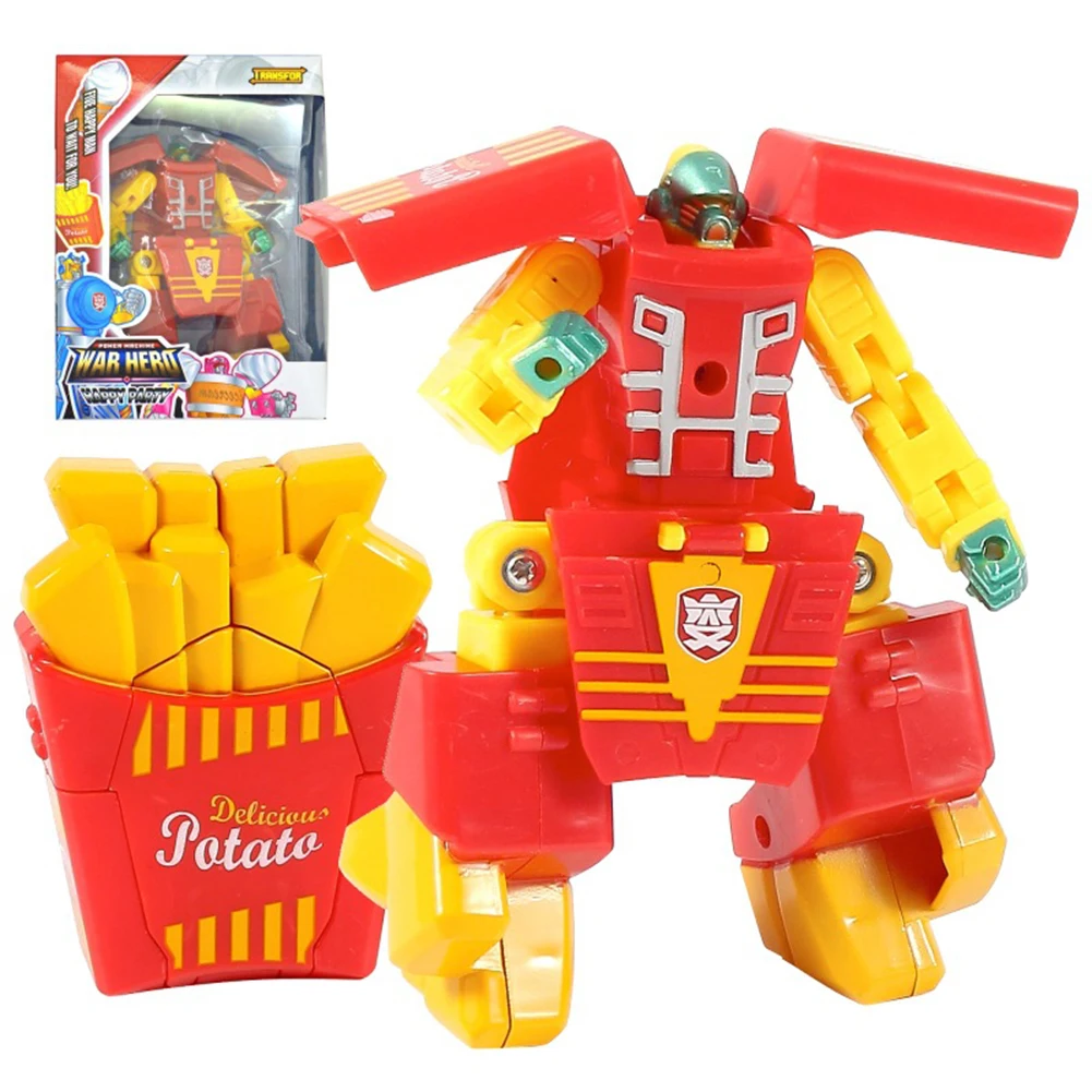 Hamburger Robot Action Figure Transformation Toy for Kids Boys Funny Toys
