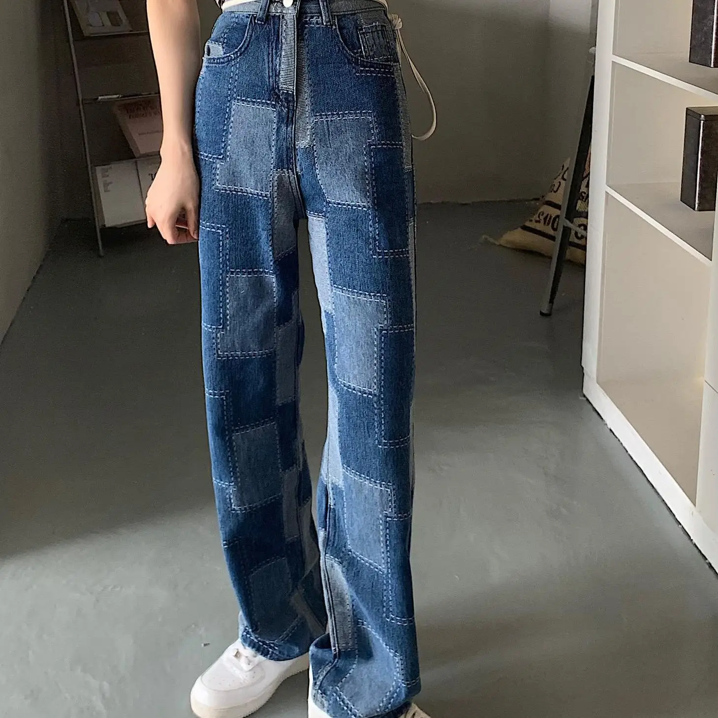 Loose high waist wide leg pants jeans women 2021 new fashion street personality high waist pants