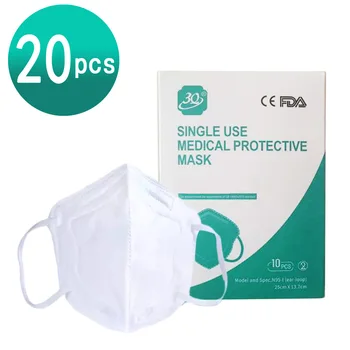 

20PCS Super strong filtering mask soft and comfortable sponge nose pad with 4 layers of protective mask with melt-blown cloth